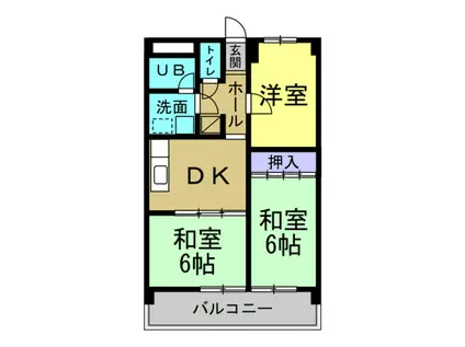 暁タウン西棟(3DK/4階)の間取り写真