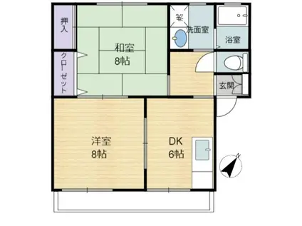 コーポホウクロ(2DK/2階)の間取り写真