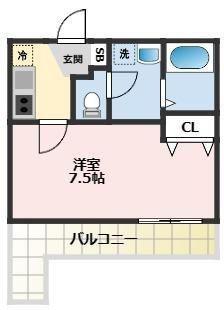 リアル北久里浜パークテラスI(1K/2階)の間取り写真