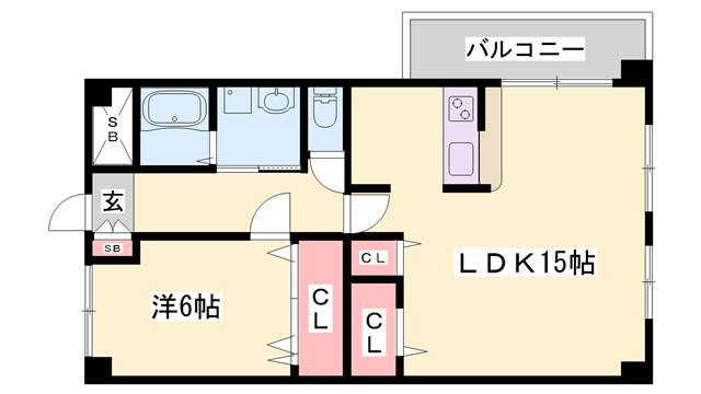 グランツ野里(1LDK/3階)の間取り写真