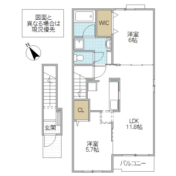 アミティーK2(2LDK/2階)の間取り写真