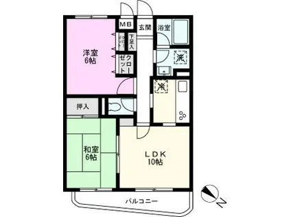 トーユーハイツ東川口(2LDK/2階)の間取り写真