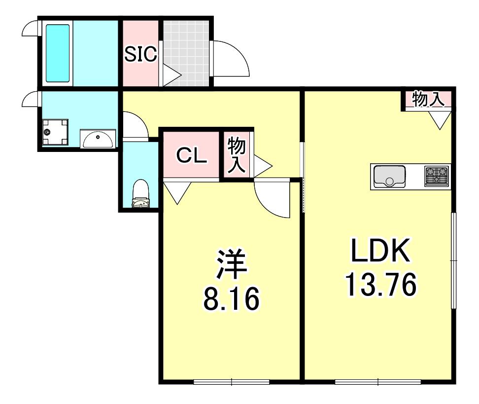 TOKOHA芦屋(1LDK/1階)の間取り写真