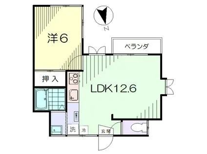 ノース VILLAGE(1LDK/2階)の間取り写真