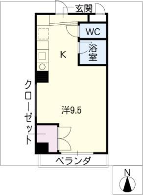 大口平和マンション(ワンルーム/2階)の間取り写真