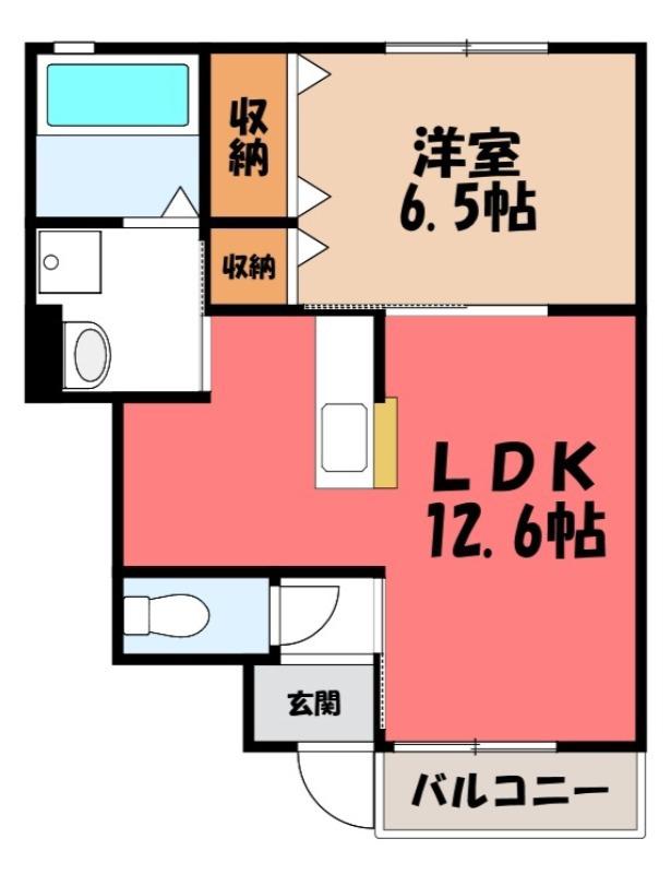 メゾン・ド・ホワイエA(1LDK/1階)の間取り写真