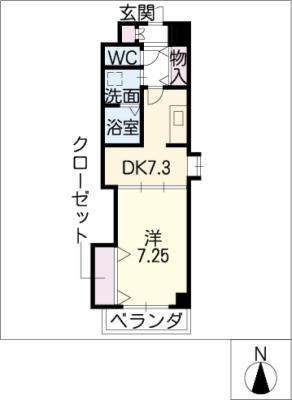 ARSA上飯田(1DK/3階)の間取り写真