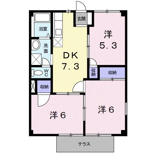 アーバンハウスII(3DK/1階)の間取り写真