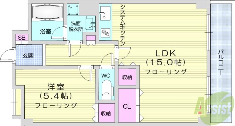 フレール仙台泉中央(1LDK/1階)の間取り写真