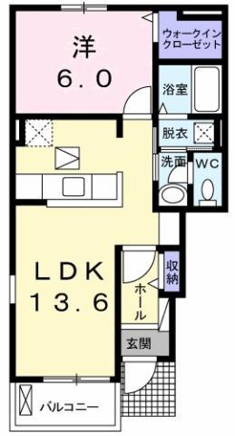 コンフォール矢三C(1LDK/1階)の間取り写真