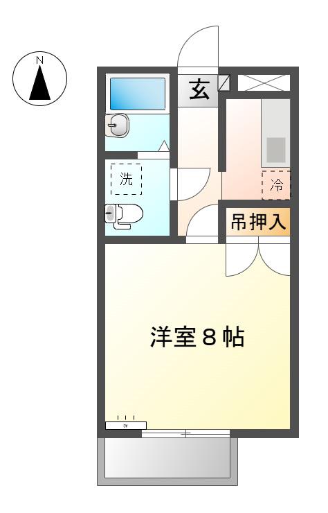 テンダーE(1K/2階)の間取り写真