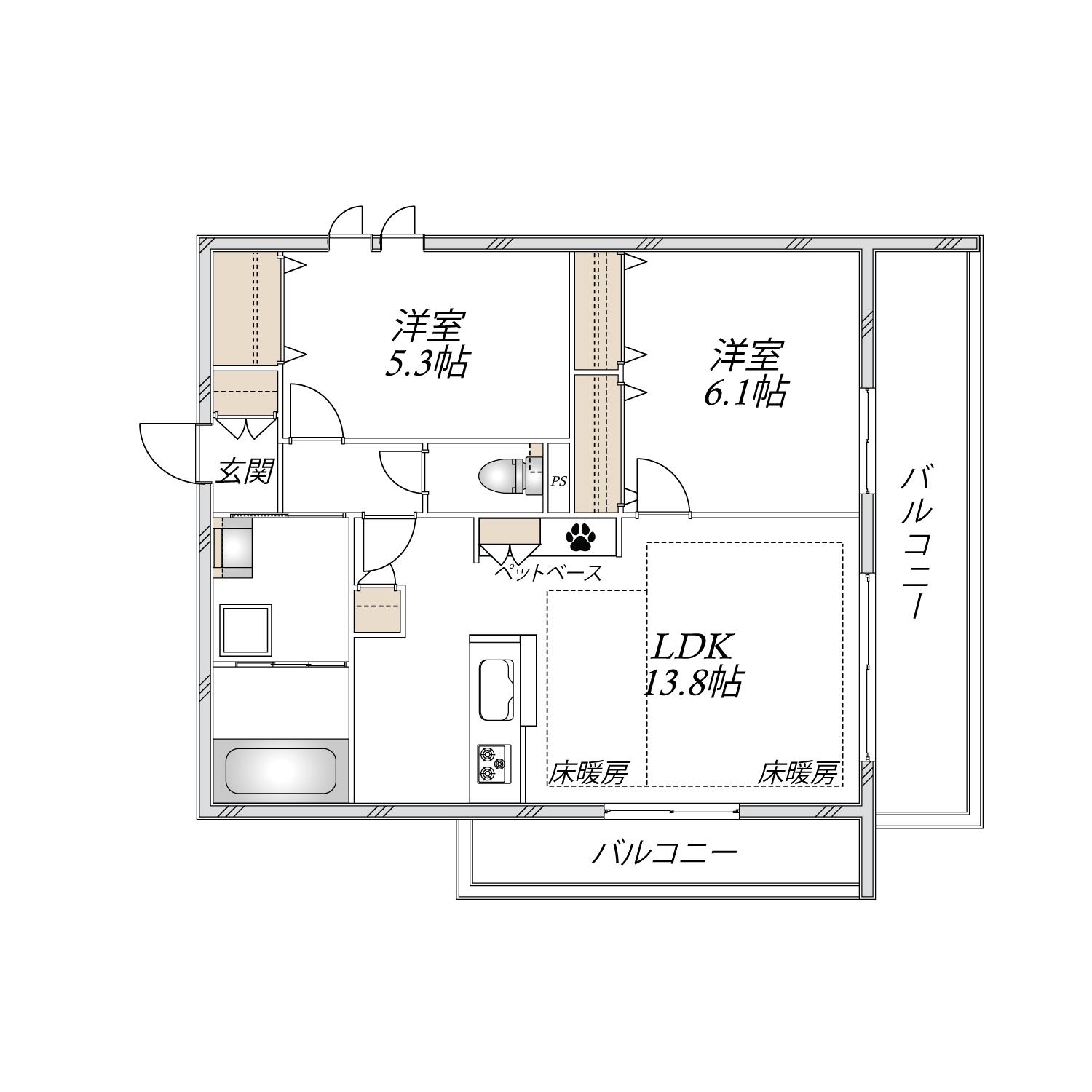 ラ セーヌ(2LDK/2階)の間取り写真