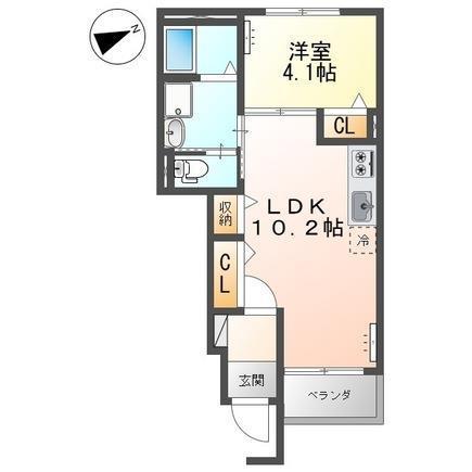 エクセルハイム若狭III(1LDK/1階)の間取り写真