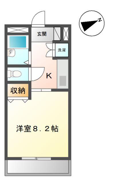 エースフラッツ(1K/2階)の間取り写真
