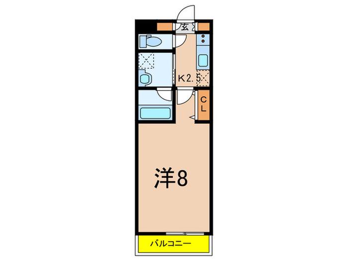 クレイシア祐天寺(1K/2階)の間取り写真