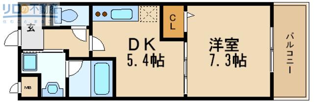 エスポアール(1DK/2階)の間取り写真