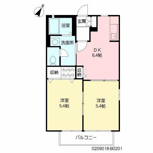 シャーメゾンH&I B棟(2DK/2階)の間取り写真