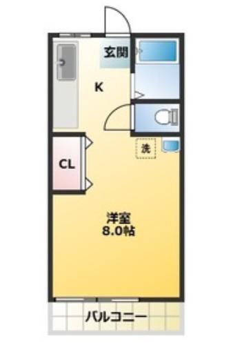 八大マンション(ワンルーム/4階)の間取り写真