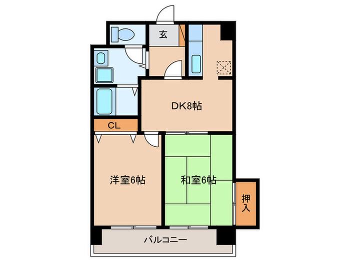 ベイサイド小戸(2DK/4階)の間取り写真