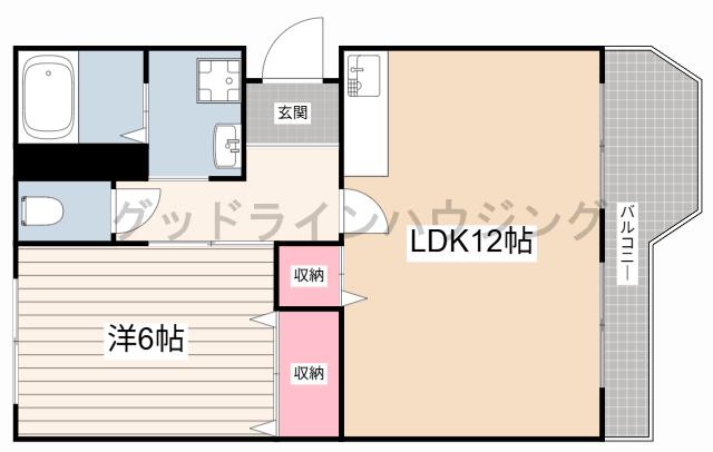 カインド小野(1LDK/4階)の間取り写真