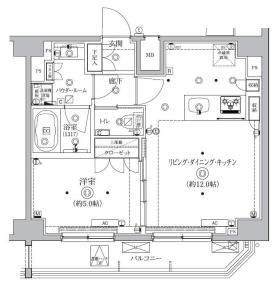 クオリタス南大井(1LDK/12階)の間取り写真