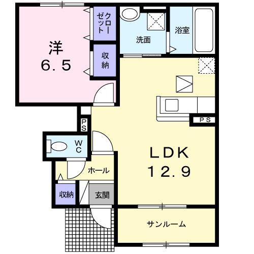 メゾン・ド・ルポ(1LDK/1階)の間取り写真