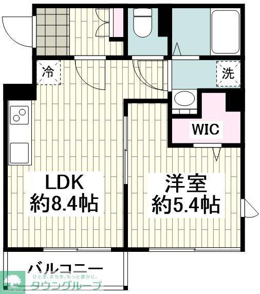 プラティーヌ碑文谷(1DK/2階)の間取り写真