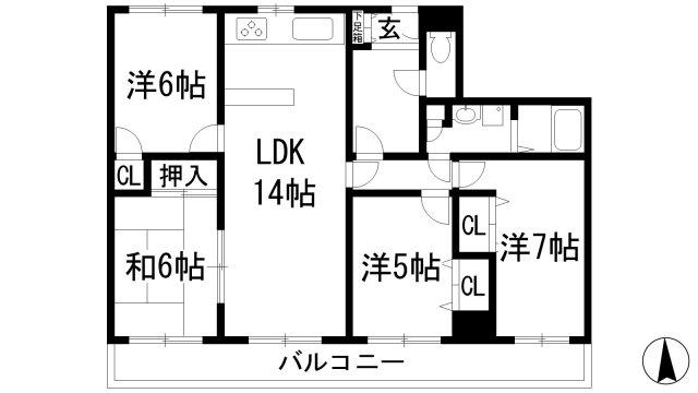 サンロイヤル池田駅前(4LDK/2階)の間取り写真