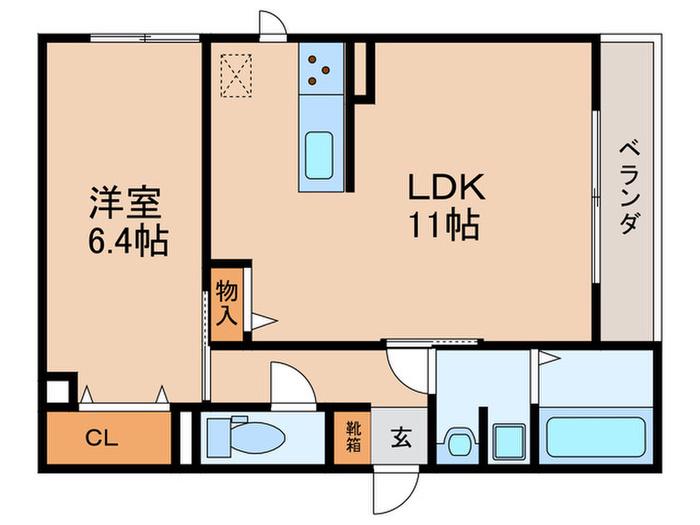 GRAND D-ROOM 天白相川(1LDK/1階)の間取り写真