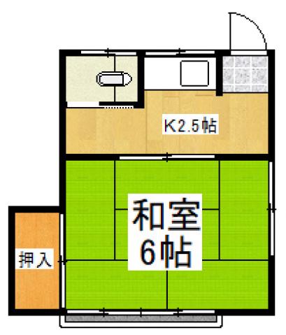 内野荘(1K/2階)の間取り写真