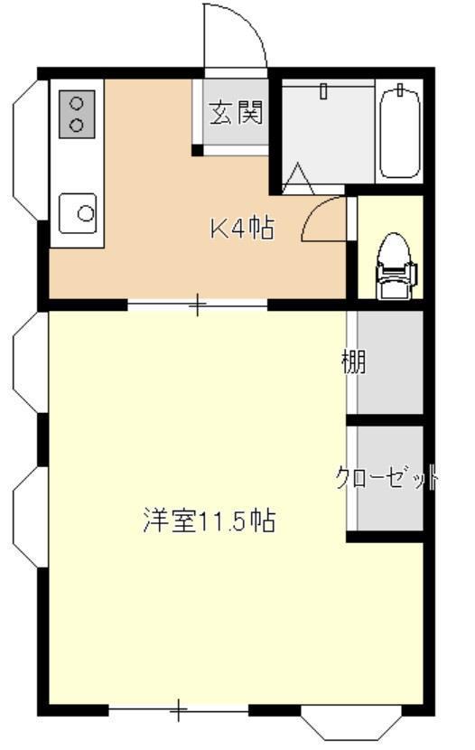 テラスハウス上杉(1K/1階)の間取り写真