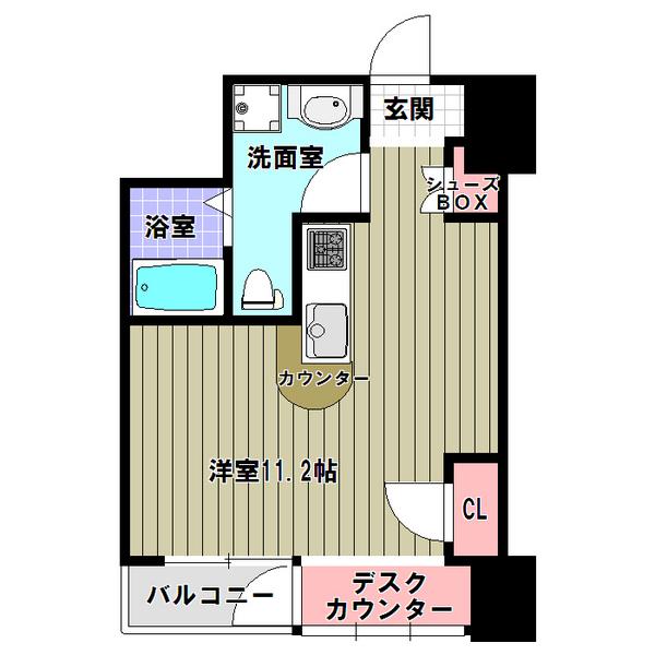 シャンブル杭瀬(ワンルーム/4階)の間取り写真