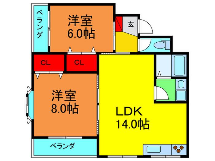 MAISON BANI KORI(2LDK/3階)の間取り写真