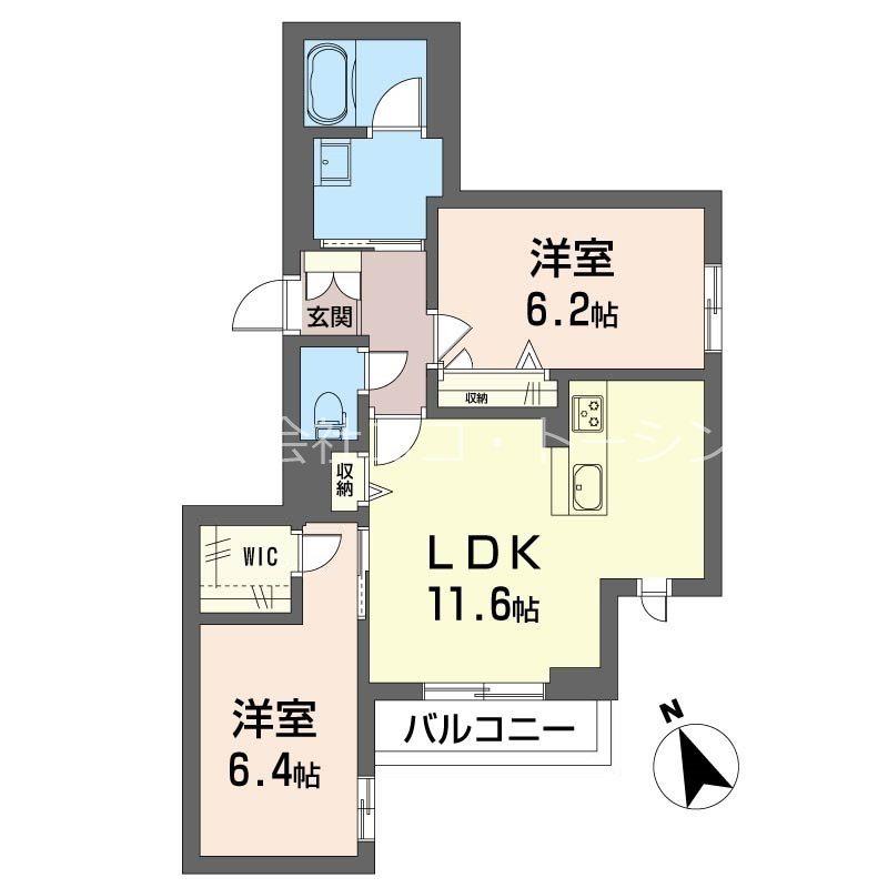 サーフグレイス(2LDK/2階)の間取り写真