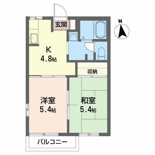 エントランス中野(2K/2階)の間取り写真