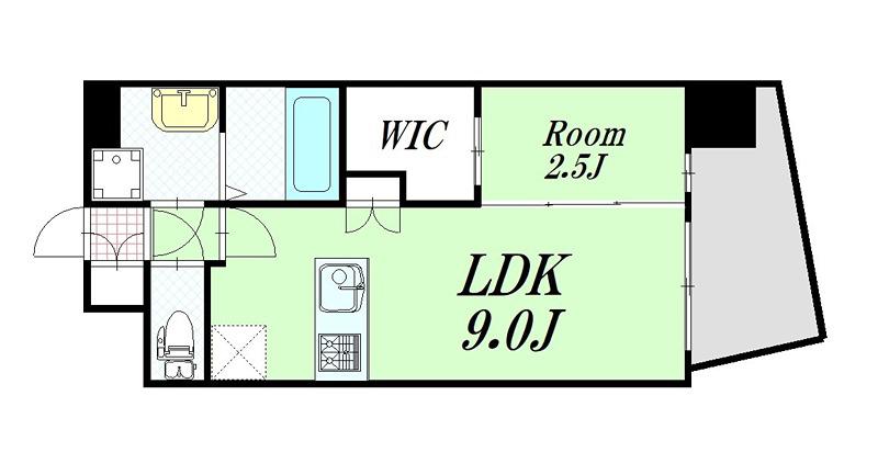 プレサンス江坂ベルフィーヌ(1LDK/9階)の間取り写真