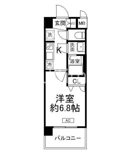 ソルテラス京都西大路郁(1K/4階)の間取り写真