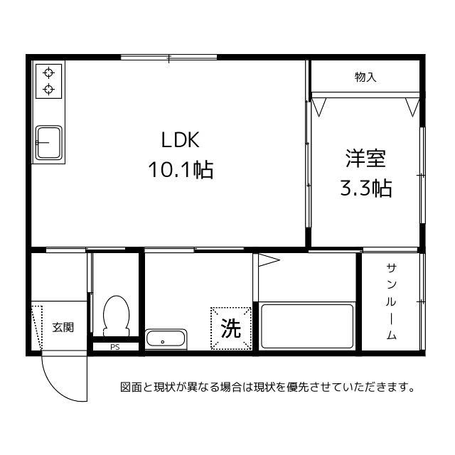 富山地鉄不二越上滝 上堀駅 徒歩27分 2階建 築4年(1LDK/1階)の間取り写真