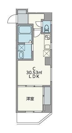 JU TOWER FRONT両国(1LDK/3階)の間取り写真
