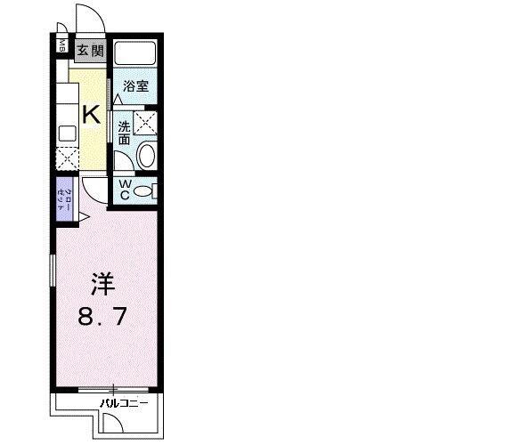 ウィステリア西横浜(1K/1階)の間取り写真