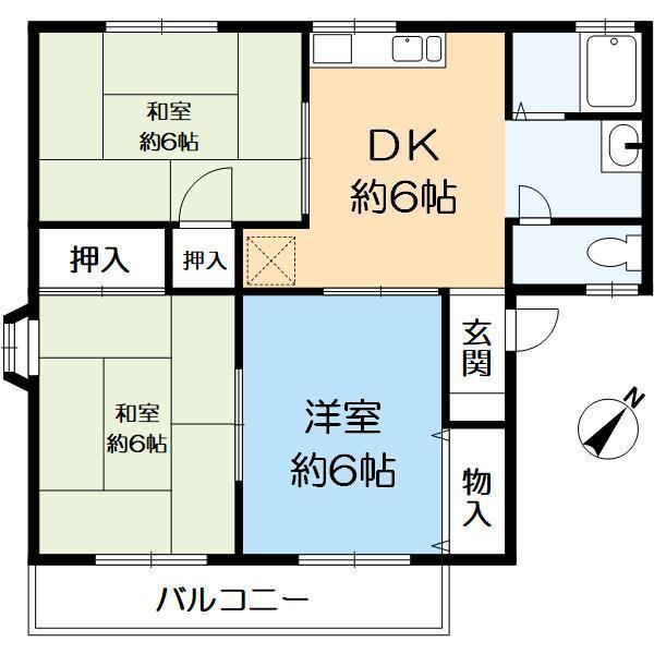 セトルメント六甲(3DK/2階)の間取り写真