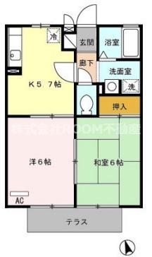 アメニティK(2K/2階)の間取り写真