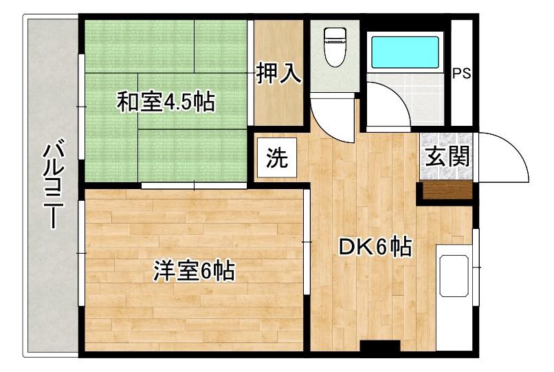 アリエス360(2DK/4階)の間取り写真