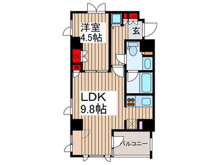 アーデン木場(1LDK/4階)の間取り写真