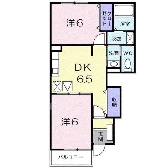 アルカンシエル(2DK/1階)の間取り写真
