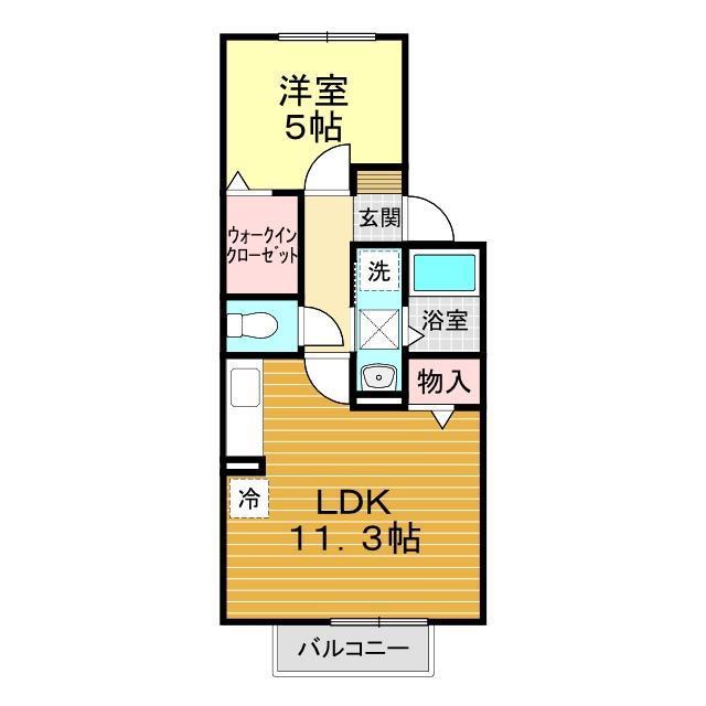 ポポラートK(1LDK/2階)の間取り写真