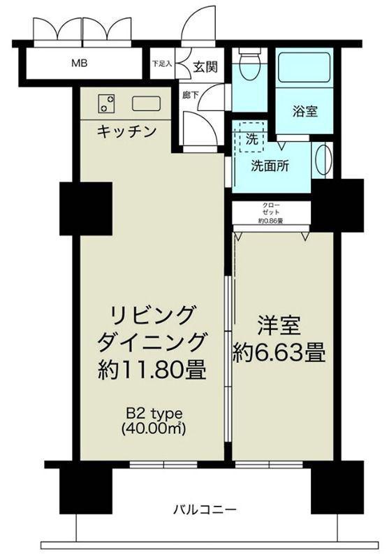 ノルデンタワー新大阪プレミアム(1LDK/24階)の間取り写真