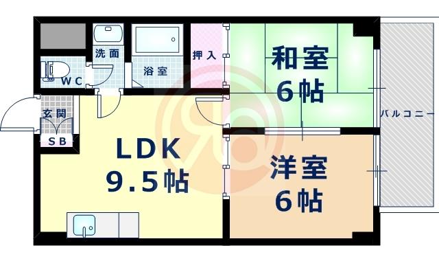 メゾン・エルナード(2LDK/6階)の間取り写真