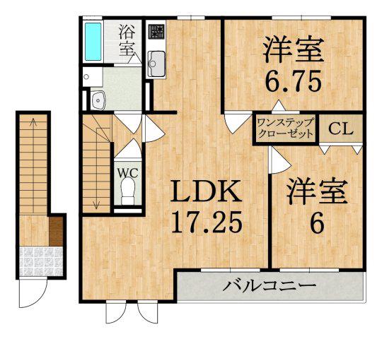 オークハイツA(2LDK/2階)の間取り写真