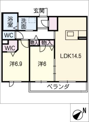 シャルドネ(2LDK/3階)の間取り写真